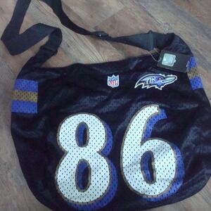 BALTIMORE RAVENS JERSEY 13X15 BAG PURSE VINTAGE ZIPPER L4